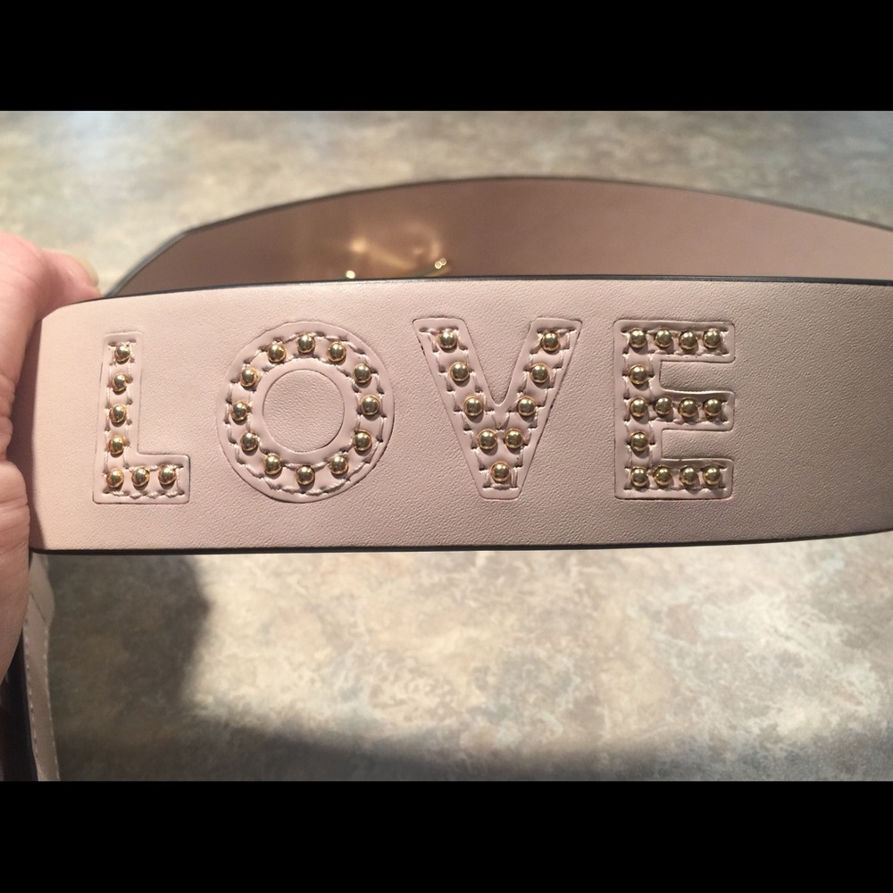 Michael Kors Pink Leather Studded Guitar Strap
